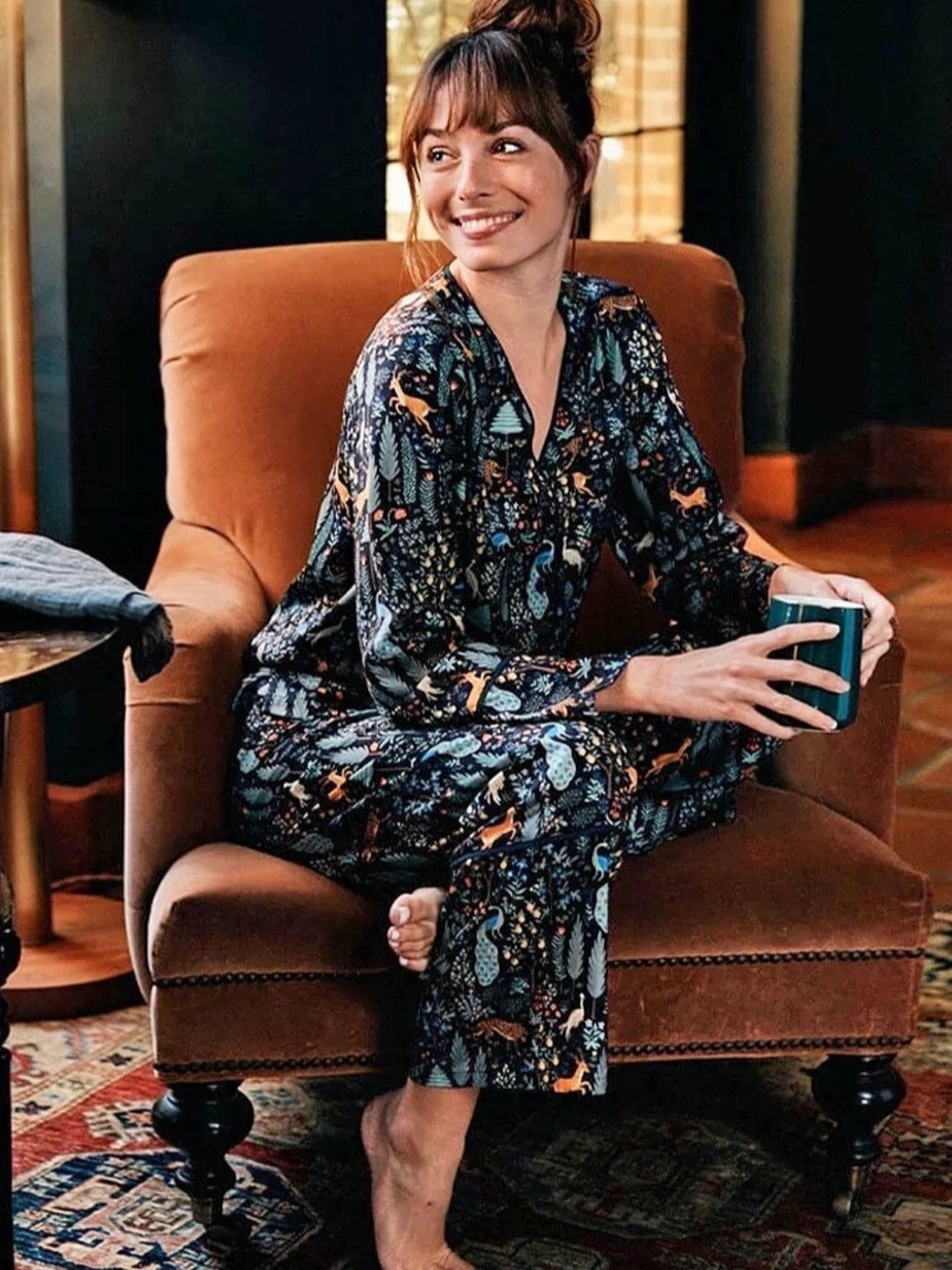Summersalt Cloud 9 Silky PJ Set Menagerie Animal Print Pajamas L Like New